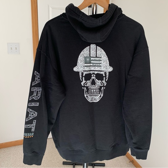 Ariat Work Rebar Black Skull Hoodie Sweatshirt Men’s Large - Picture 1 of 8